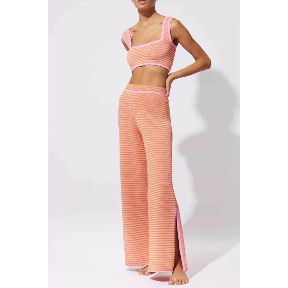 Solid & Striped The Logan Pant S Pink Orange Stripe Wide Leg Pull On Swim Cover